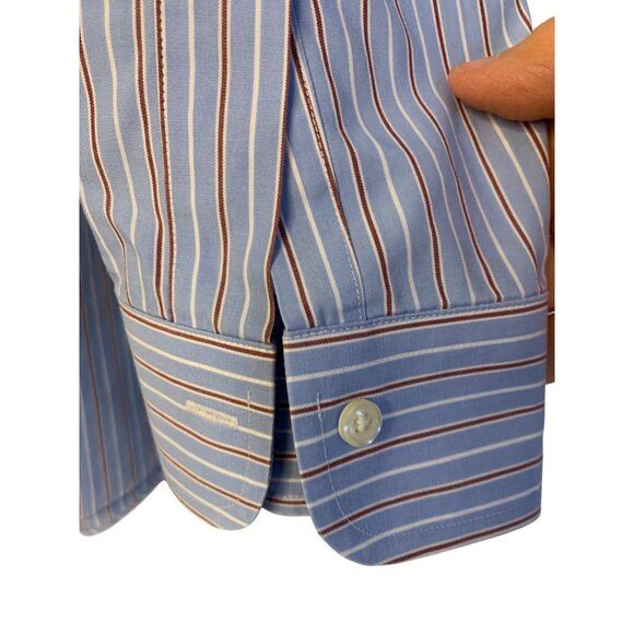 Brooks Brothers Mens Slim Fit Cotton Striped Dress Shirt 17.5 neck L/XL RN10508 - Picture 4 of 8